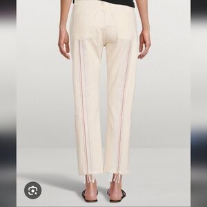 Women's Cream Jeans with Red Stripes